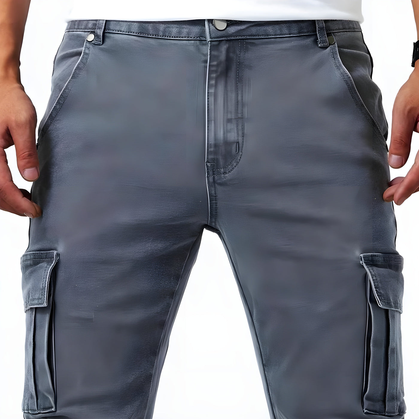 Thijs | Elastische Denim Cargo Broek