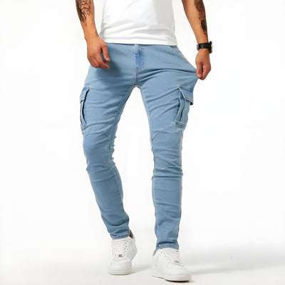 Thijs | Elastische Denim Cargo Broek